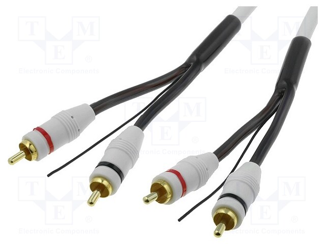 Cable; for amplifier; RCA plug x2,control,both sides; 5m