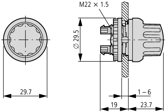 Switch: rotary; Stabl.pos: 1; 22mm; black; Illumin: none; IP66; Pos: 3