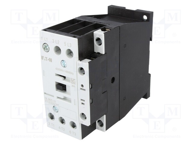 Contactor: 3-pole; Auxiliary contacts: NC; 42VAC; 25A; NO x3