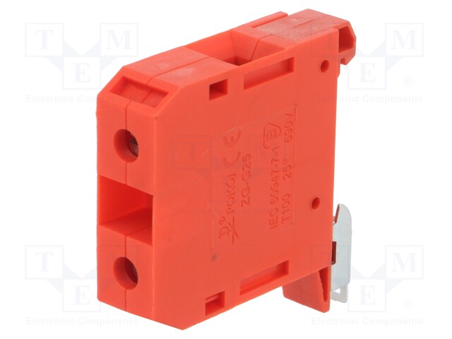 Splice terminal: rail; 4÷25mm2; ways: 1; terminals: 2; red; TS35