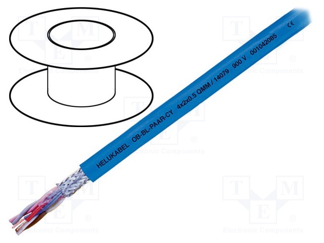 Wire; OB-BL-PAAR-CY; 8x2x0,75mm2; tinned copper braid; PVC; blue