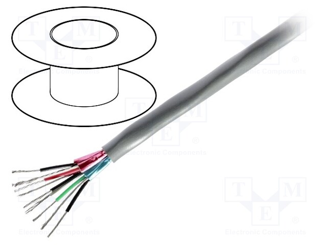 Wire; 6x2x22AWG; stranded; Cu; PVC; chrome; 305m; CPR: Eca; 300V; none