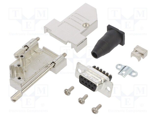 D-Sub; PIN: 9; female; shielded,with strain relief; angled 45°
