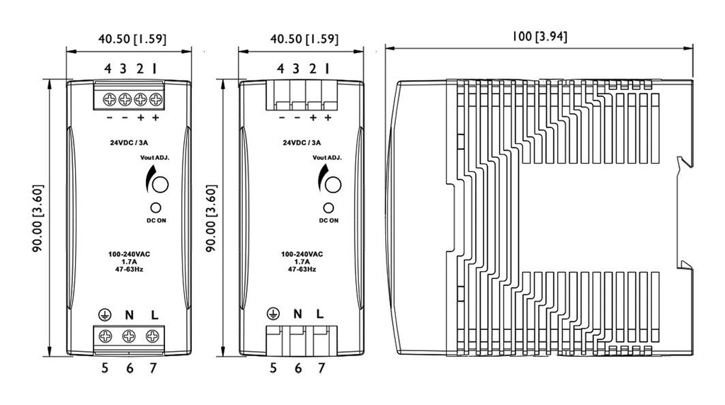 Power supply: switching; for DIN rail; 66W; 12VDC; 5.5A; 88÷264VAC