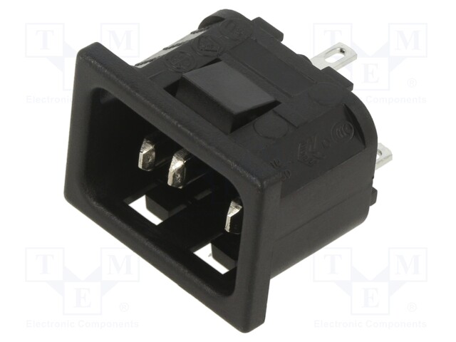 Connector: AC supply; socket; male; 10A; 250VAC; IEC 60320; C14 (E)