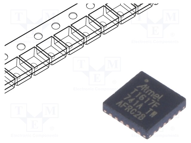 AVR microcontroller; EEPROM: 256B; SRAM: 2kB; Flash: 16kB; VQFN24