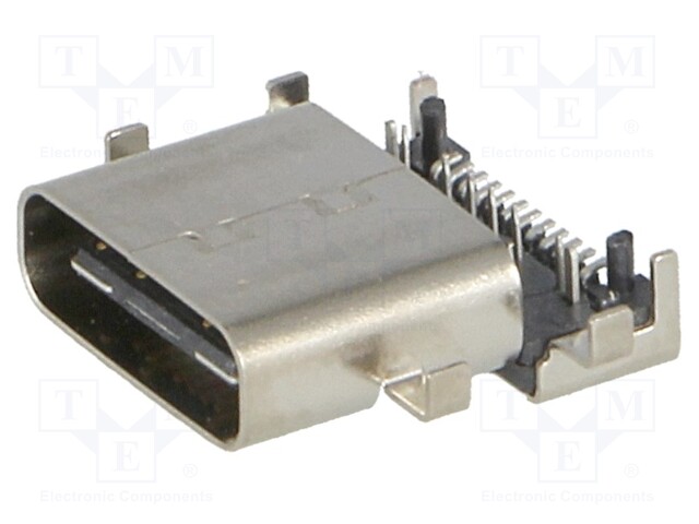 Socket; USB C; SMT,THT; angled; USB 3.1