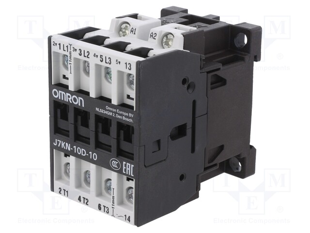Contactor: 3-pole; Auxiliary contacts: NO; 230VAC; 10A; DIN; J7KN