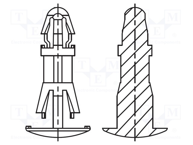 Assembly stud; polyamide 66; L: 12mm; latch/latch; Colour: natural