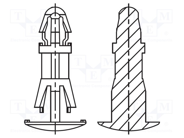 Assembly stud; polyamide 66; L: 14mm; latch/latch; Colour: natural