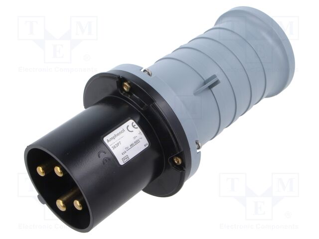 Connector: AC supply 3-phase; plug; male; straight; for cable