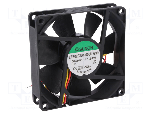 Fan: DC; axial; 24VDC; 80x80x20mm; 61.16m3/h; 38dBA; slide bearing