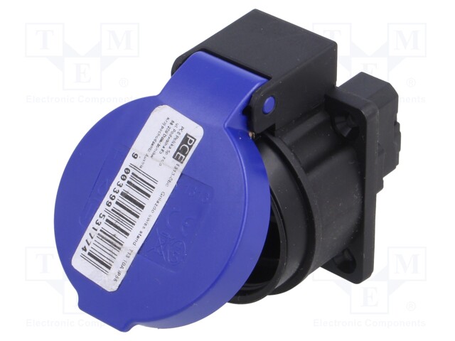 Connector: AC supply; socket; 2P+PE; 250VAC; 10A; black,blue; PIN: 3