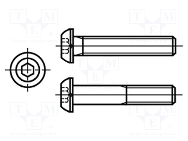 Screw; M4x10; Head: button; imbus; A2 stainless steel; HEX 2,5mm
