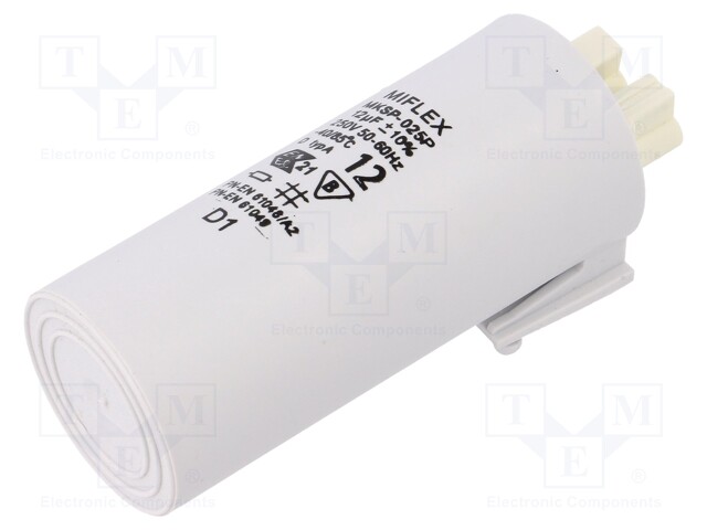 Capacitor: for discharge lamp; 12uF; 250VAC; ±10%; Ø30x70mm; 7