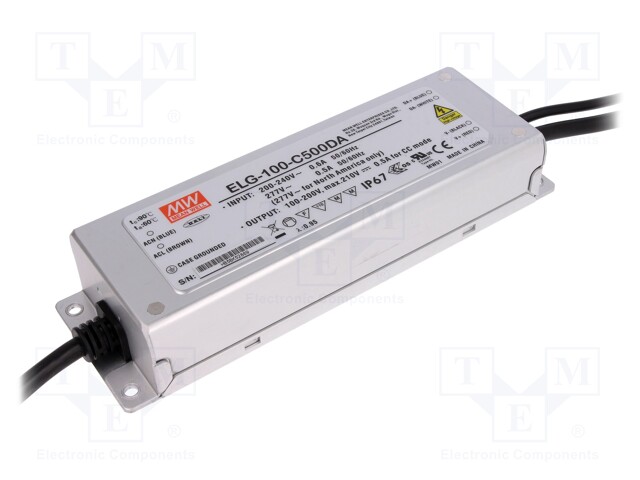 Power supply: switched-mode; Communication: DALI; LED; 100W; 500mA