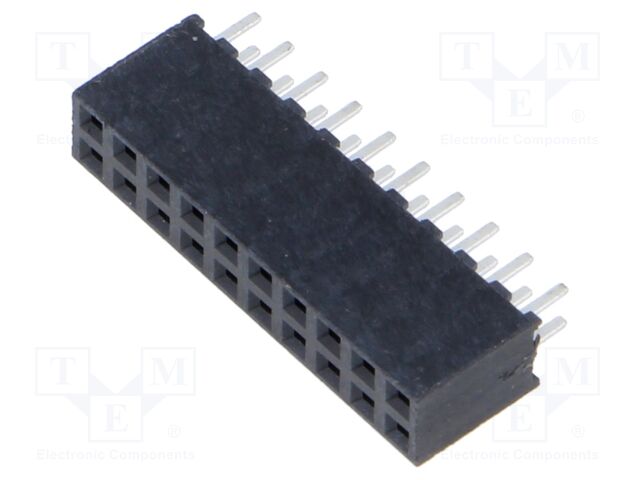 Connector: pin strips; female; PIN: 20; 2mm; gold flash; THT; socket