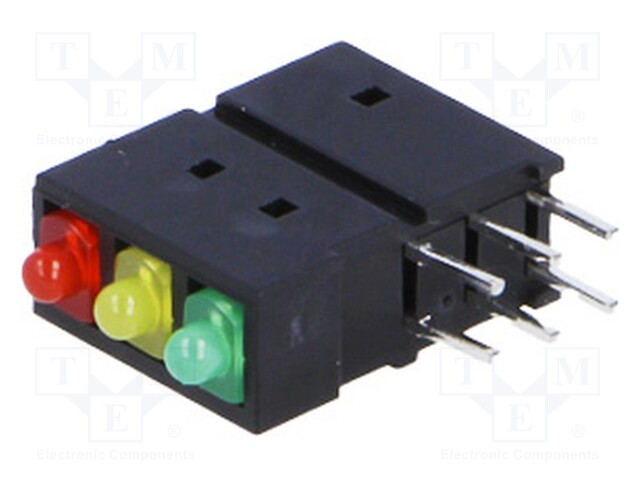 LED; in housing; red/green/yellow; 1.8mm; No.of diodes: 3; 20mA