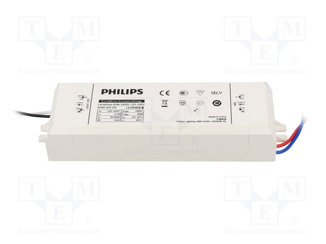 Power supply: switched-mode; LED; 60W; 24VDC; 100mA÷2.5A; IP40