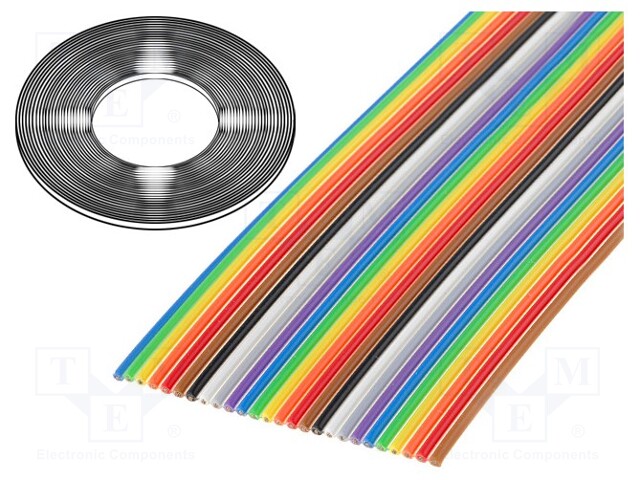 Wire: ribbon; 1.27mm; stranded; Cu; 24x28AWG; unshielded; PVC; 300V