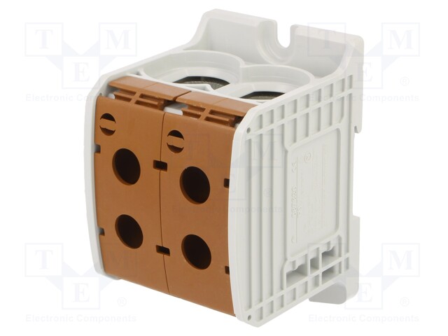 Splice terminal: rail; STB; 185mm2; ways: 1; terminals: 4; brown