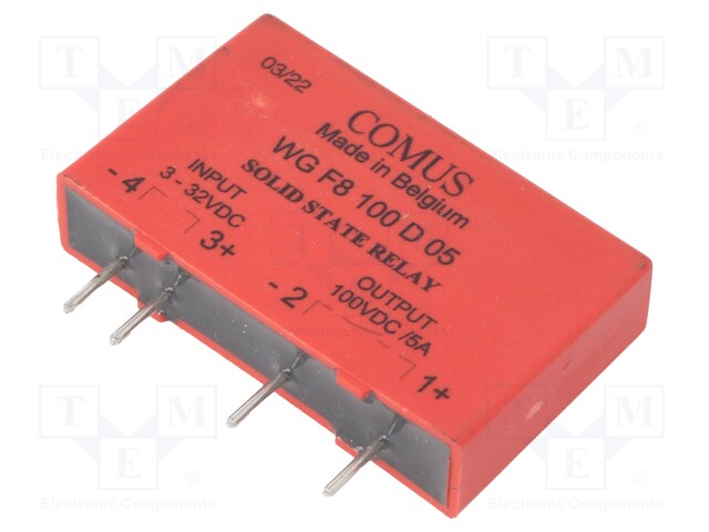Relay: solid state; Ucntrl: 3÷32VDC; Icntrl max: 25mA; 5A; 1÷100VDC