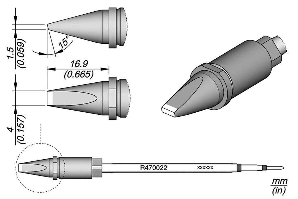 Tip; cut spade; 4x1.5mm