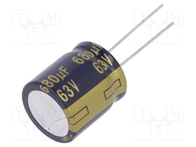 Capacitor: electrolytic; low impedance; THT; 680uF; 63VDC; ±20%