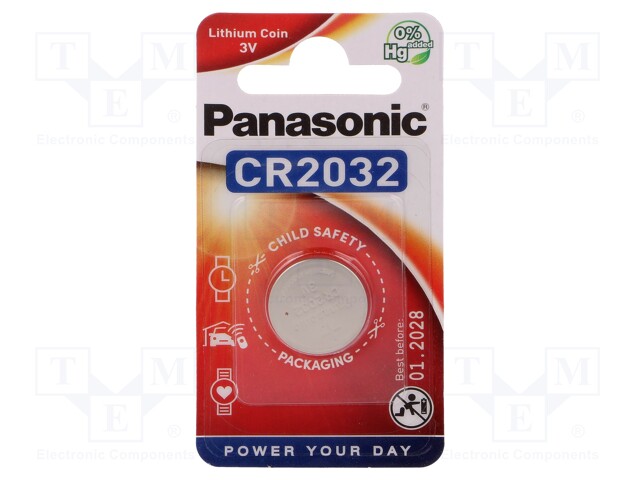 Battery: lithium; 3V; CR2032,coin; Batt.no: 1; Ø20x3.2mm