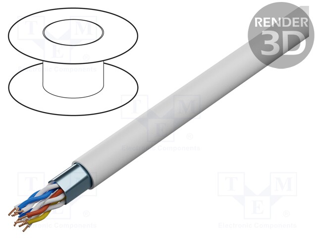 Wire; YTKSYekw; telecommunication; solid; Cu; 4x2x0,5mm2; PVC