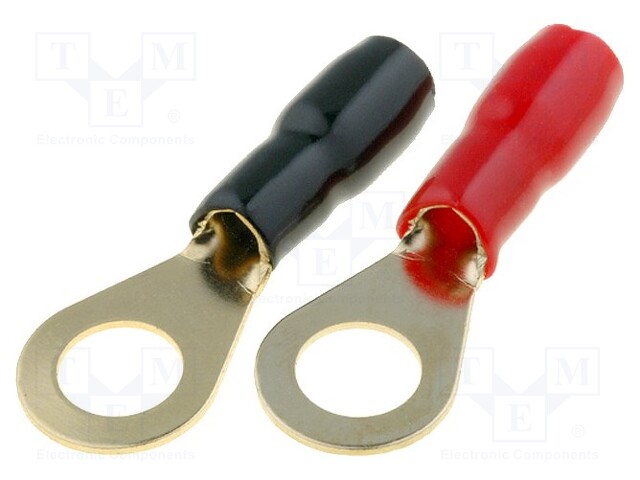 Terminal: ring; M8; 4mm2; gold-plated; insulated; red and black