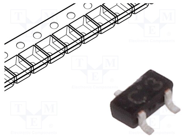 Transistor: NPN; bipolar; BRT; 50V; 0.1A; 200mW; SC75; R1: 2.2kΩ
