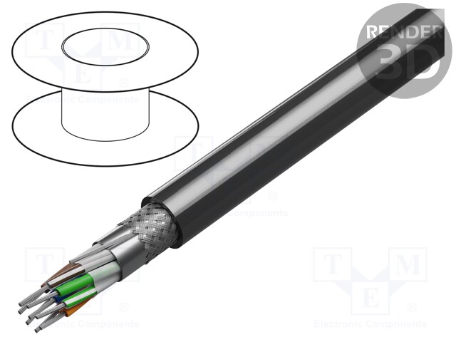 Wire; 12x2x22AWG; RS232,RS485; stranded; Cu; PVC; chrome; 152m; 30V