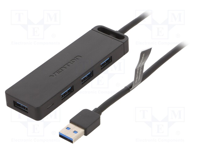 Hub USB; USB 3.0; PnP; black; Number of ports: 4; 5Gbps