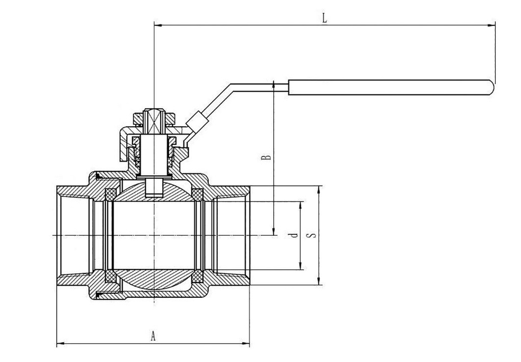 Ball valve; acid resistant steel AISI 316; PTFE; A: 144.5mm