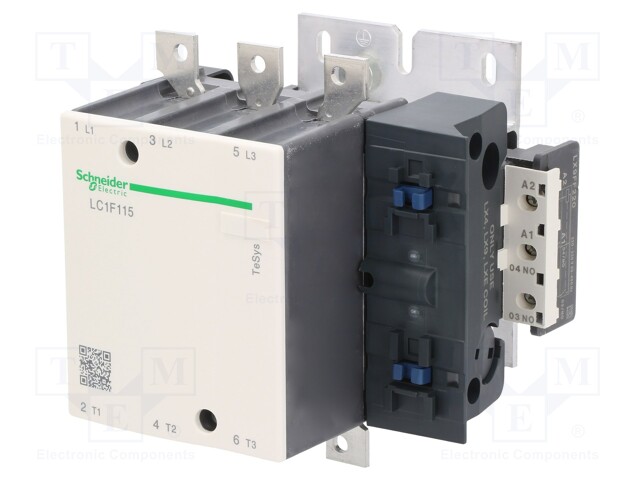 Contactor: 3-pole; NO x3; 220VAC; 115A; DIN; TeSys F; -5÷55°C; 1kV