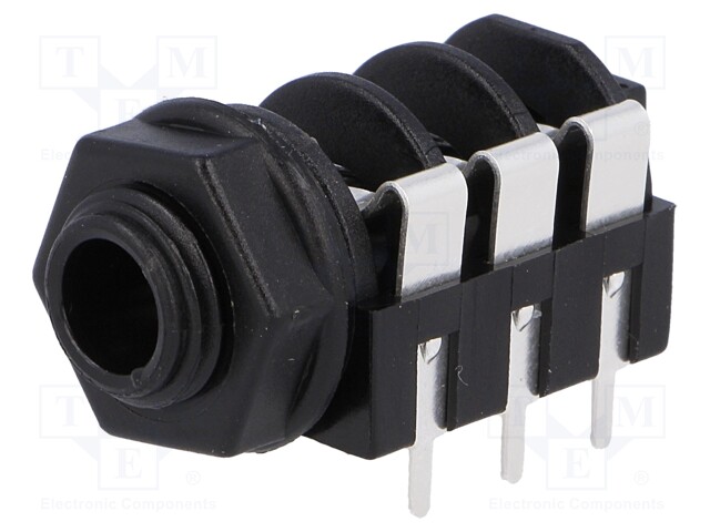 Socket; Jack 6,35mm; female; stereo; with on/off switch; THT