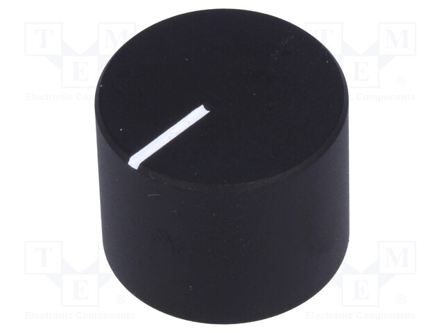 Knob; with pointer; aluminium; Shaft d: 6mm; Ø20x16mm; black