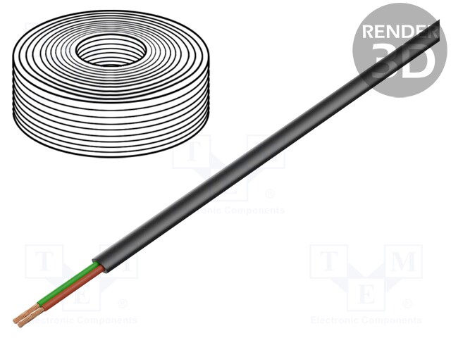 Wire: telecommunication cable; stranded; black; 100m; Core: CCS
