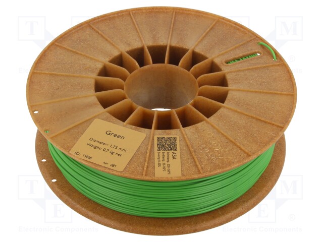 Filament: ASA; 1.75mm; green; 220÷250°C; 700g; Table temp: 90÷110°C