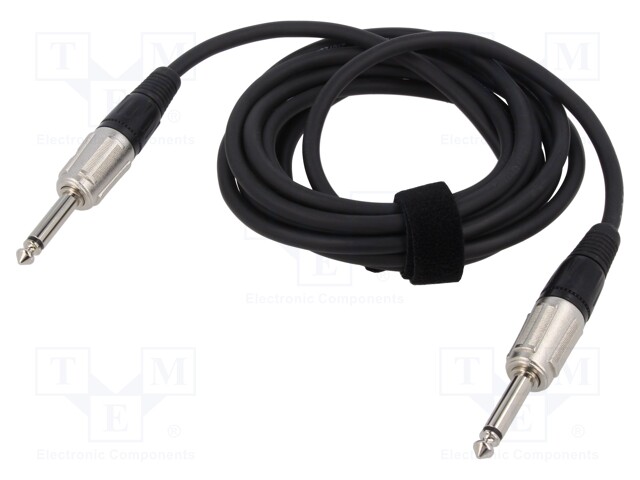 Cable; Jack 6,3mm 2pin plug,both sides; 6m; black; 0.25mm2