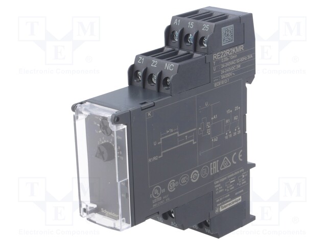 Timer; 0,05s÷10min; DPDT; 250VAC/5A; 24÷240VAC; 24÷240VDC; DIN