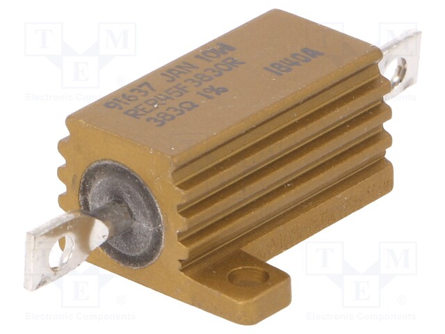 Resistor: wire-wound; screw; 383Ω; 10W; ±1%; 20ppm/°C
