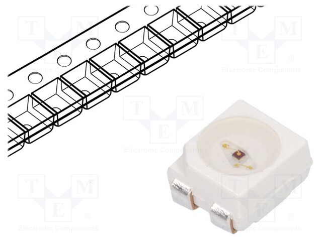 LED; SMD; 3528,PLCC4; amber; 450÷1125mcd; 3.5x2.8x1.9mm; 120°; 50mA