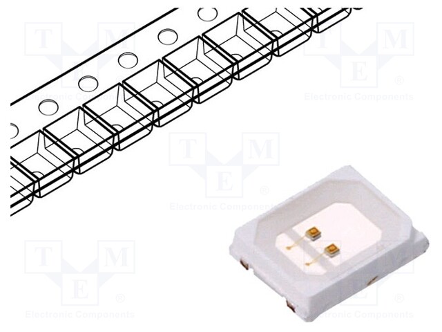 LED; SMD; 2835; red; 4÷6lm; 2.8x3.5x0.85mm; 120°; 1.8÷2.4V; 60mA