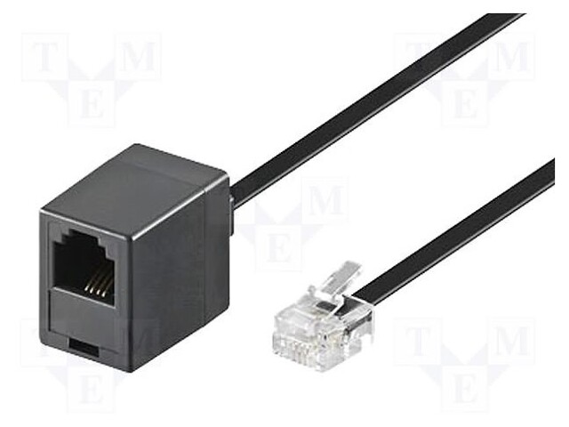 Cable: telephone; RJ11 socket,RJ11 plug; 10m; black