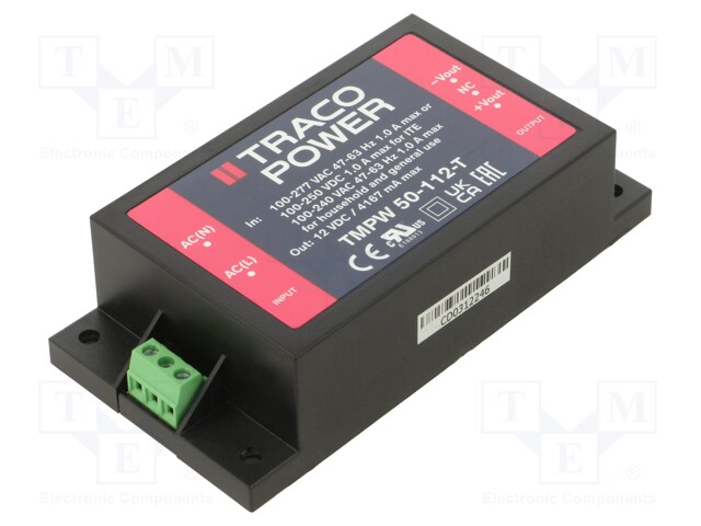 Power supply: switched-mode; for building in; 50W; 12VDC; 4167mA