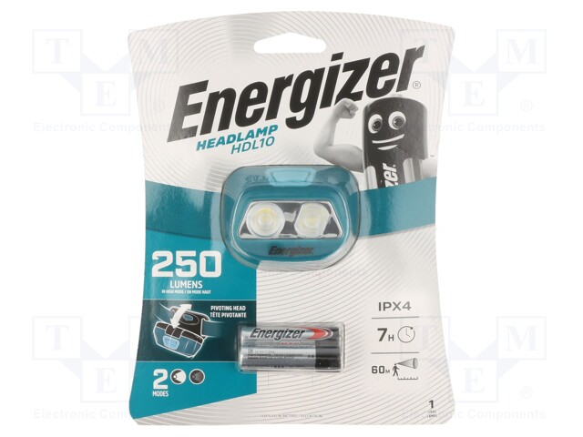Torch: LED headtorch; 7h; 25lm,250lm; IPX4; 60m