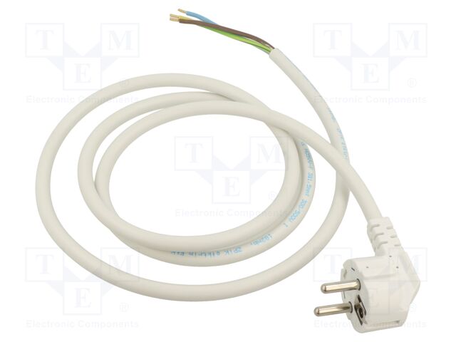 Cable; 3x1.5mm2; CEE 7/7 (E/F) plug angled,wires; PVC; 1.5m; 16A