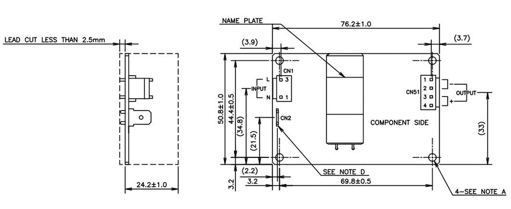Power supply: switched-mode; open; 60W; 85÷265VAC; OUT: 1; 24VDC